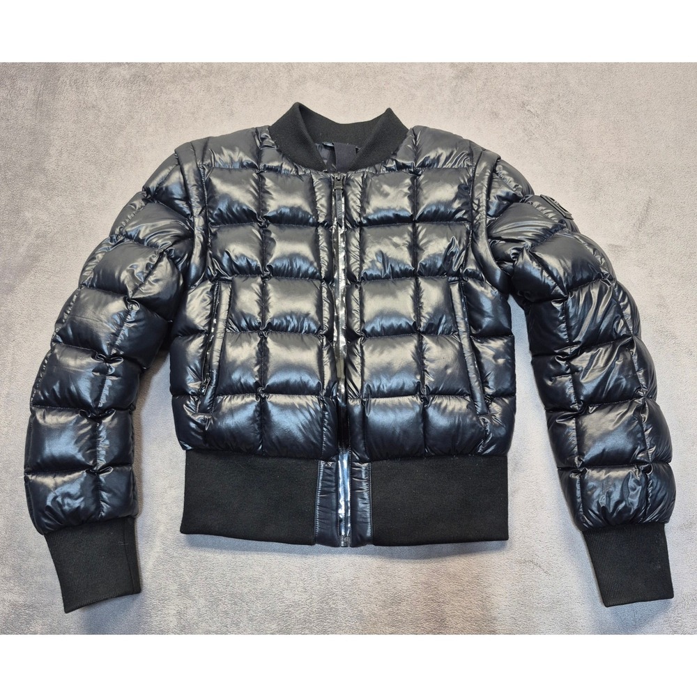 Rudsak Limited Edition Black Quilted Down Bomber Jacket Semi Gloss 323-450